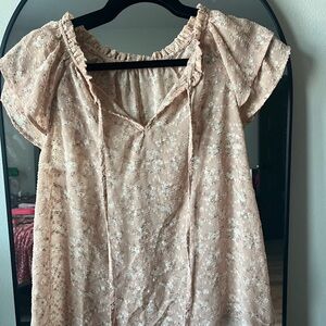 Floral Ruffle Sleeve Blouse - Pink